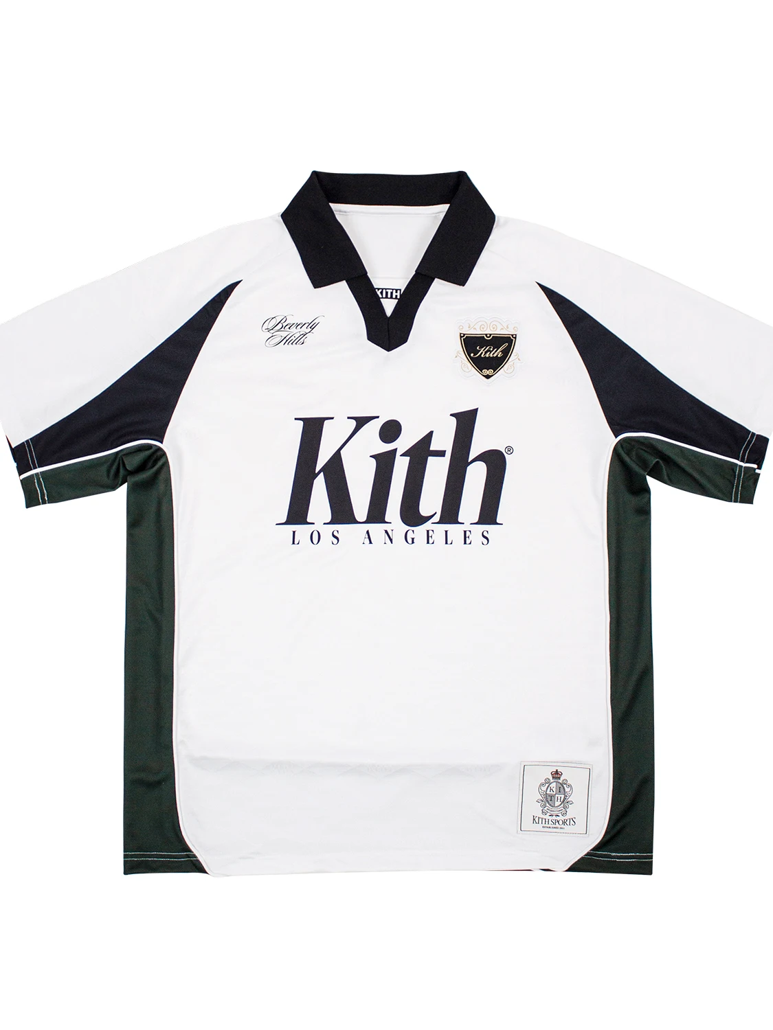 

American Streetwear KITH Limited Los Angeles Retro Color Block 3D Tailoring Collar Football Style Short Sleeve Men's T-shirt