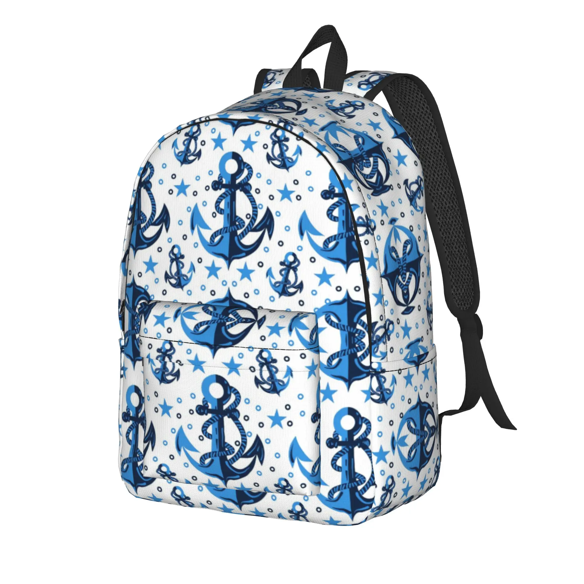 Anchor Blue Hand Drawn  Background Backpack  Funny Backpacks Youth Sport Big School Bags Designer Rucksack