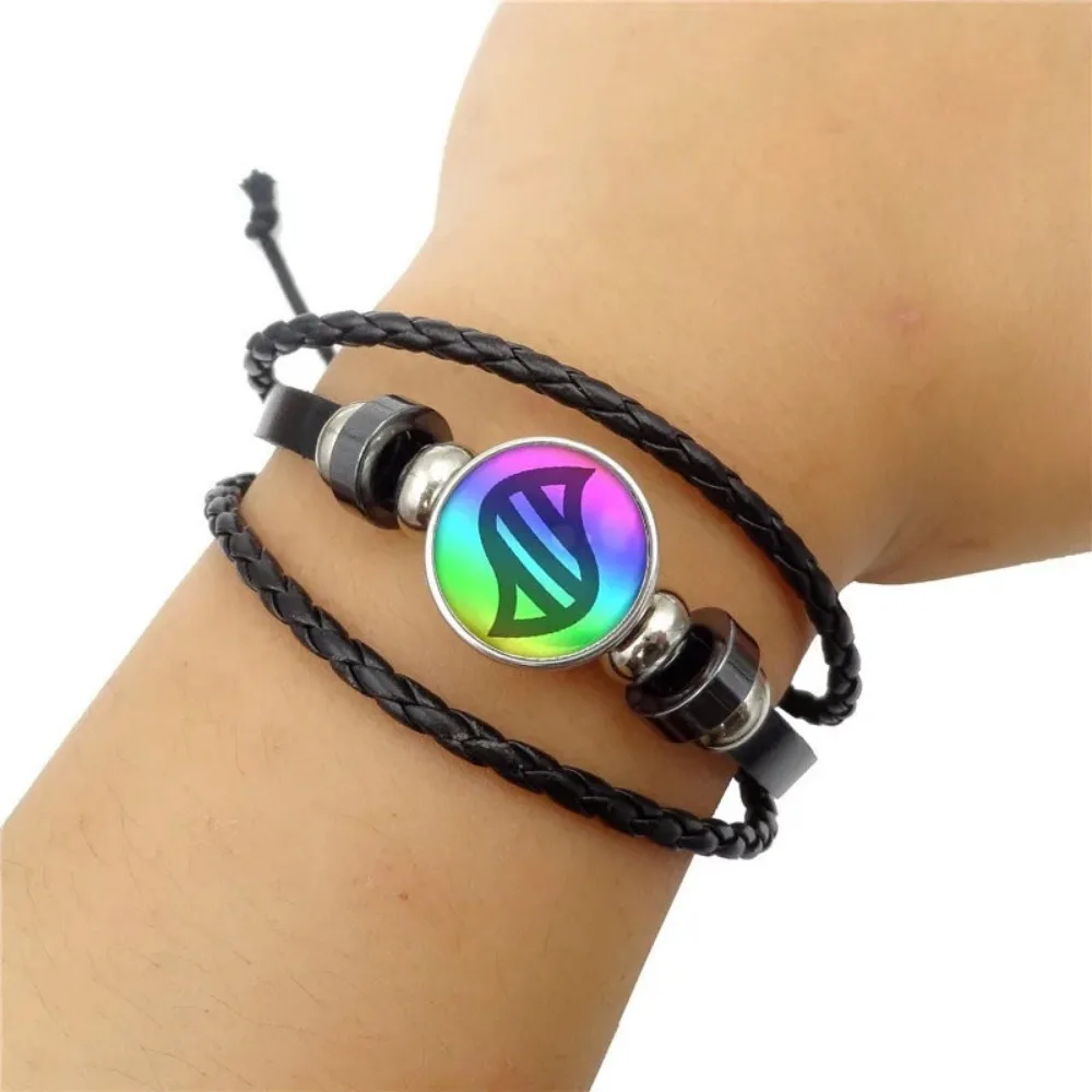 Weave Leather Bracelet Glass Cabochon Adjustable Bangle Jewelry for Women  Gift image 5