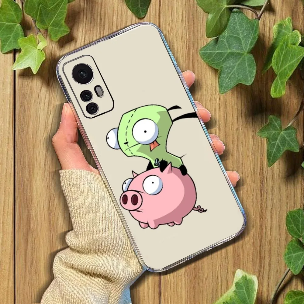 Cute Caroon I-invader Z-zim Phone Case For Xiaomi 11 Redmi Note 11 5G 8T 9A 9 10T Note8Pro Note9 12SUltra Transparent Case