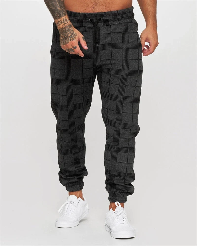 الرجال منقوشة Pants غير رسمية جديدة منقوشة مخطط الرباط عداء ببطء السراويل للرجال الأعمال قلم رصاص غير رسمي بانت الذكور الملابس Vintage