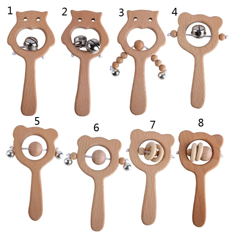 

Wooden Novelty Rattles Bear Baby Teether Eco-friendly Baby Teething Necklace Rodents DIY Pacifier Clip Baby Products