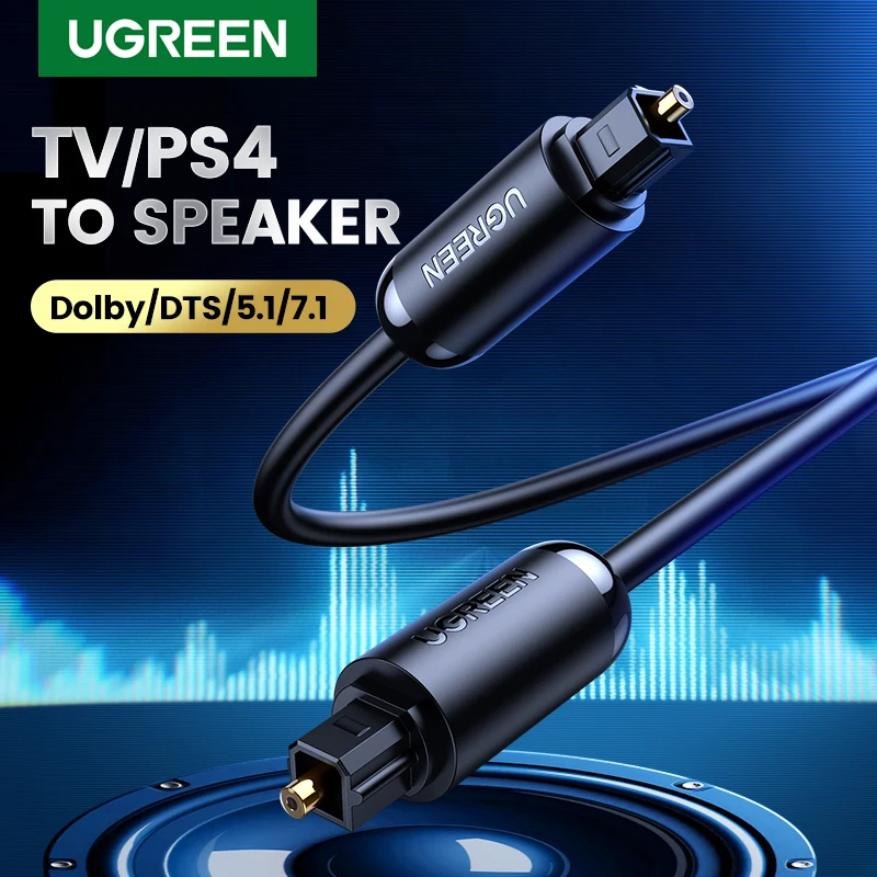 Ugreen Toslink Digital Cable Optical Fiber Audio Cable Adapter Fiber Optic Toslink for TV Blueray PS3 XBOX DVD CD Mini Disc AV