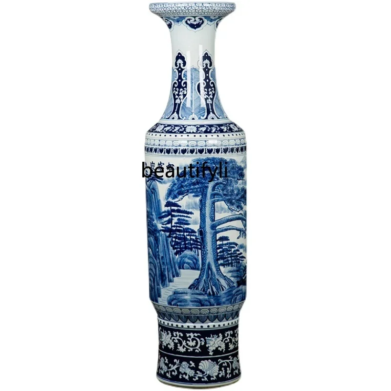 

Цзиндэчжэньская керамика, ручная роспись, сосна, напольная ваза для гостиной, новый дом, компания, большие украшения