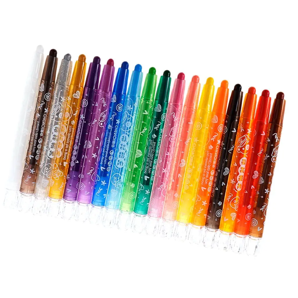 Crayon roulant non rotatif pour enfants, dessin et peinture, 18 couleurs