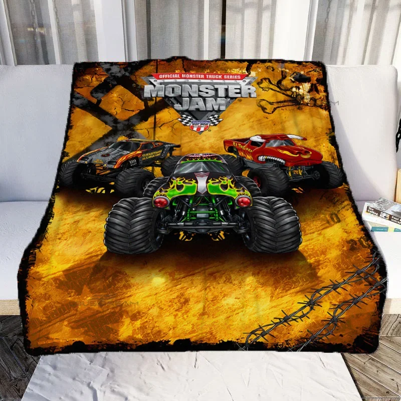 Super Monster Jam Patterns Blanket Monster Truck Flannel Blanket Cosy Lazy Couch Cover Blanket Super Soft Sheet Mattresses