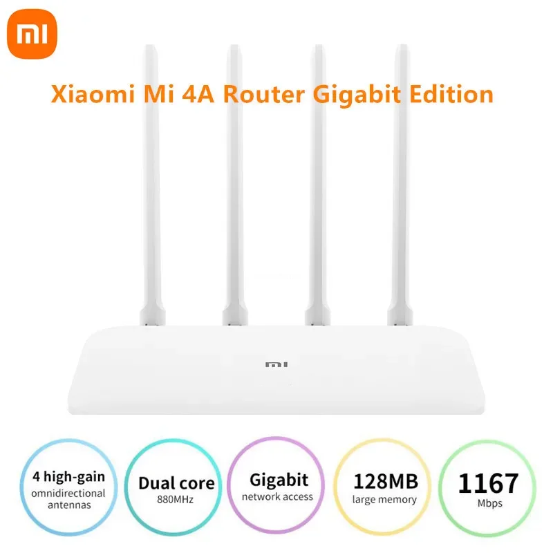 Xiaomi Mi 4A Router Gigabit Edition 2.4GHz +5GHz WiFi 16MB ROM + 128MB DDR3 High Gain 4 Antenna Mihome APP Control IPv6