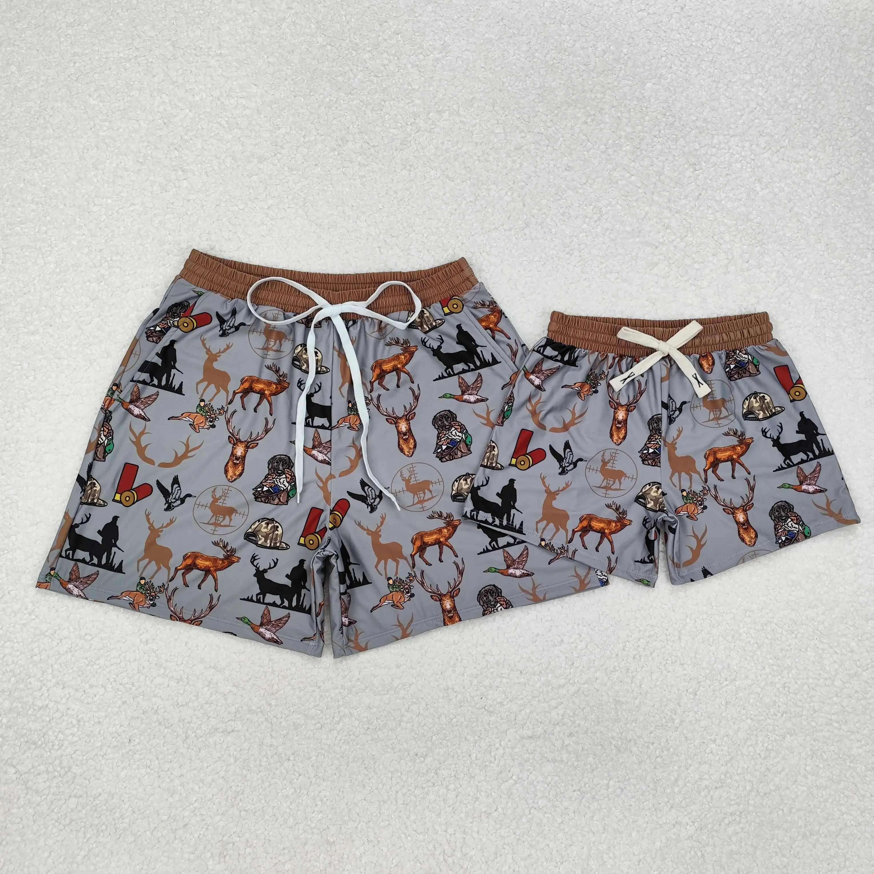 Commercio all'ingrosso Baby Boy Adullt Men Camo Deer Caccia Costume da bagno Beachwear Shorts Summer Costumi da bagno Bottoms Genitore-figlio Corrispondenza