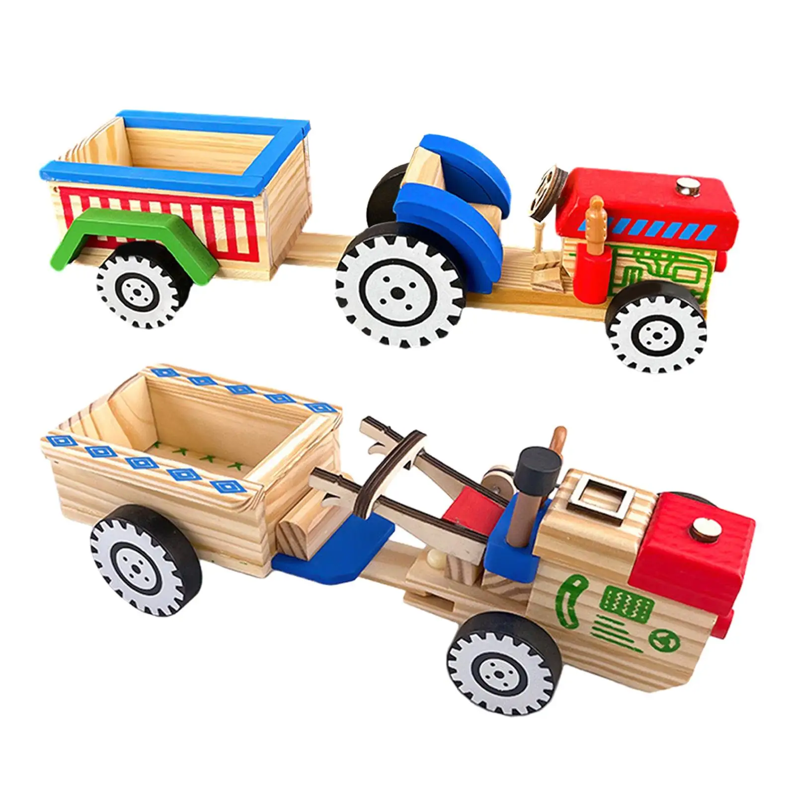 Wooden Tractor Toy Children Toy Car Easy Assembled Gifts Puzzle Toy Multifunctional for Kids Girls Boys 3 4 5 6 7 8 Year Old