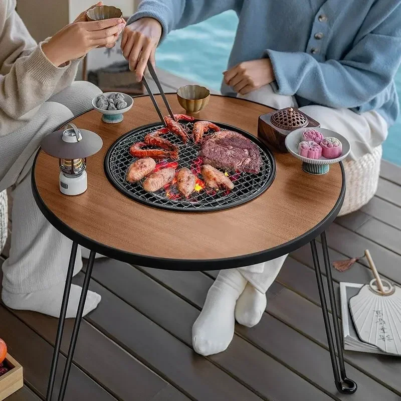 Outdoor Barbecue Stove, Stove, Tea Table, Folding Carbon Stove, Tea Table, Picnic, Camping, Portable Hot Pot, Barbecue Meat Rack