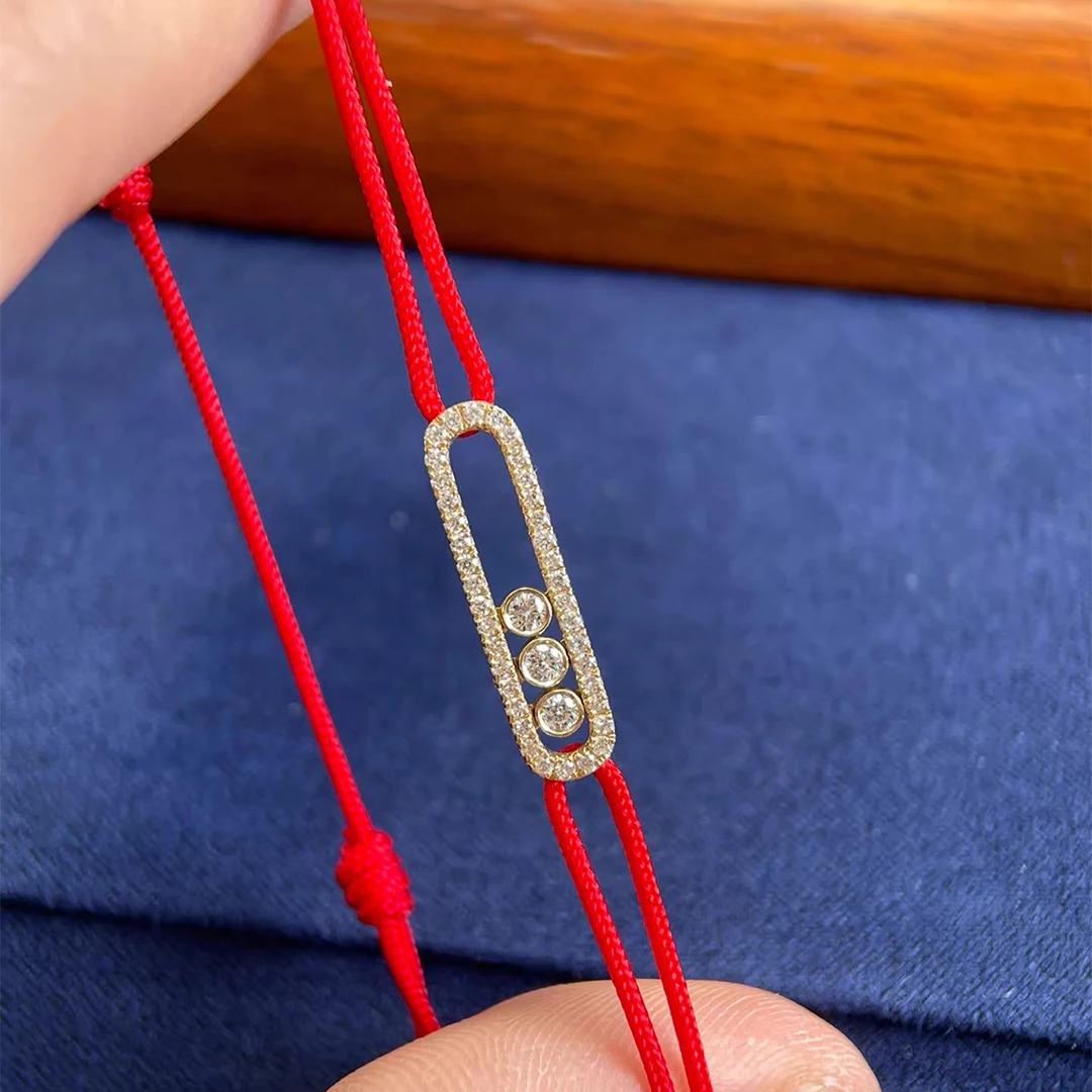 

Exquisite Jewelry S925 Silver Moving Stone Women's Bracelet Lucky Red Rope Bracelet. Trendy Party Jewelry Holiday Gift