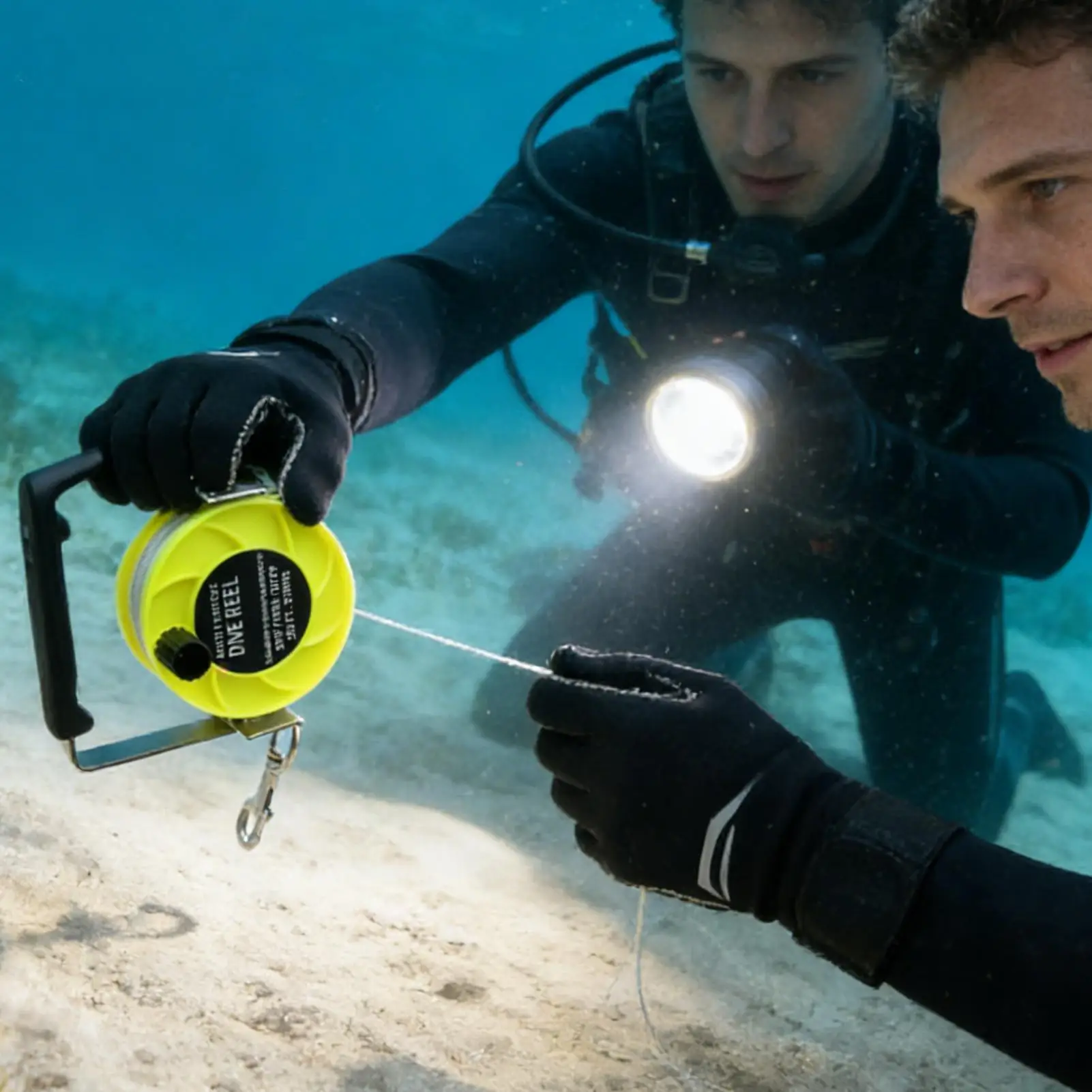 بكرة الغوص بكرة 290FT مريحة شديدة التحمل قابلة للتعديل من النايلون بكرة غوص ثابتة للغطس قارب صيد الأسماك في الهواء الطلق على الشاطئ