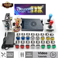 9800 in 1 Pandora Saga DX Kit Copy SANWA Joystick,Chrome LED Push Button Coin acceptor DIY Arcade Machine Cabinet with Tutorial