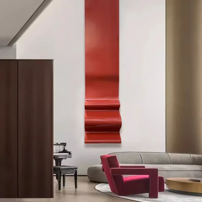 Italian minimalist light luxury style decoration metal three-dimensional dining room wall decoration
