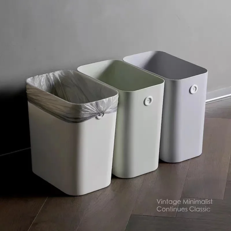 Bathroom Pressure-free Ring Household Trash Can Without Lid Living Room Kitchen Sandwich Gapless Rectangular Toilet Paper Basket