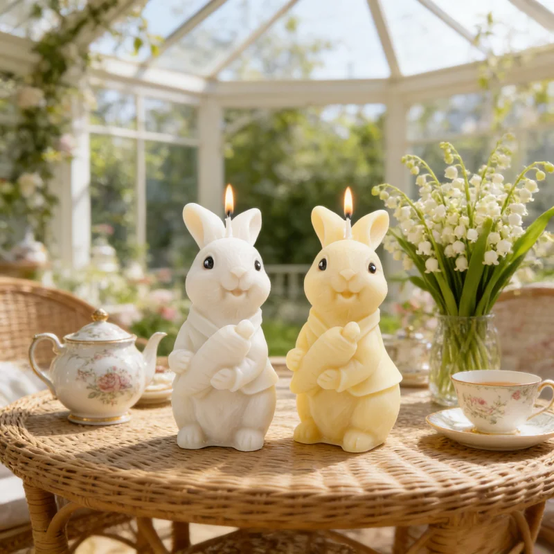 3D Easter Bunny Rabbit with Carrot Silicone Mold DIY Candle Making Resin Mold for Soy Wax Soap Epoxy Craft Supplies