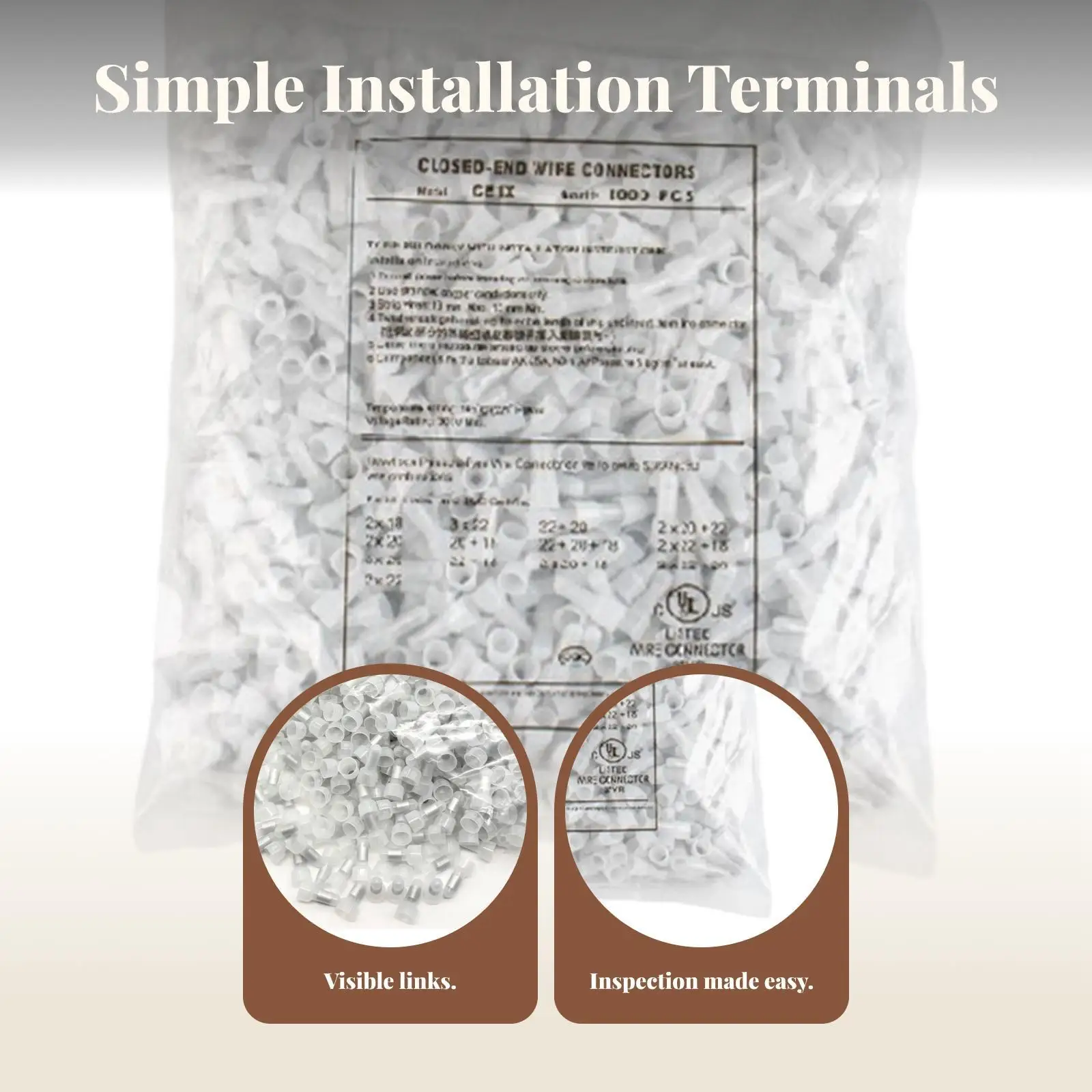 Closed End Terminals Assortment Electrical Transparent Electrical Wire End for Truck