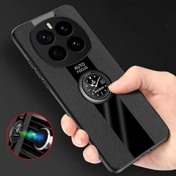 for Honor Magic 7 Pro Case PU Leather Magnetic Ring Holder Phone Cover for Honor Magic 7 Lite 6 X9C Smart Silicone Matte Bumper