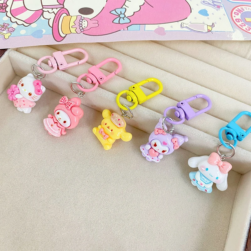 1PC Cartoon Sanrio Anime Kt Cat Kuromi Melody Cinnamoroll Keychain Pendant Cute Keyring Backpack Decoration Accessories Gifts