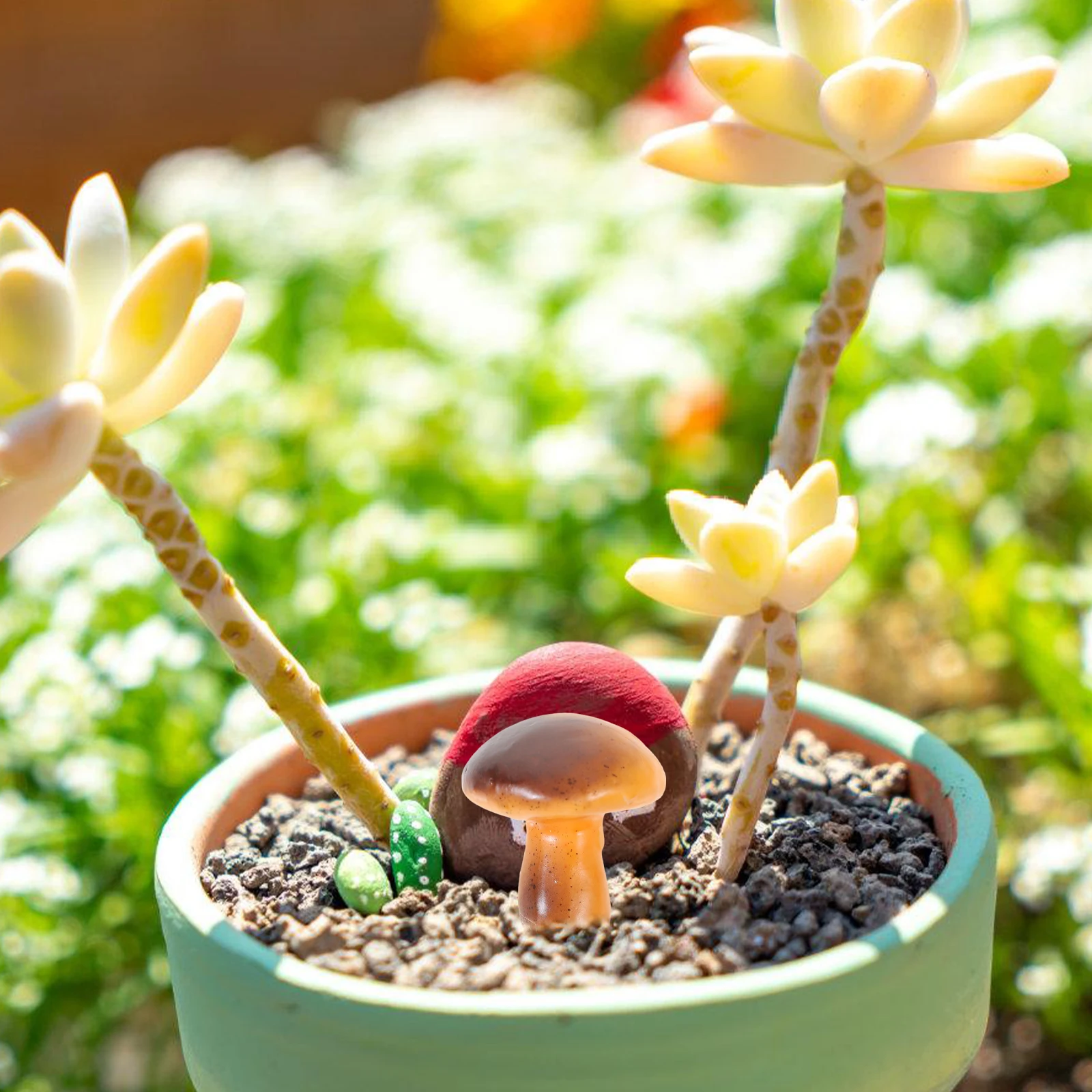 

100 Pcs Mini Mushroom Statue Decorations Grey Color Small Size Garden L scaping Aquarium Fairy Decor Micro Figure