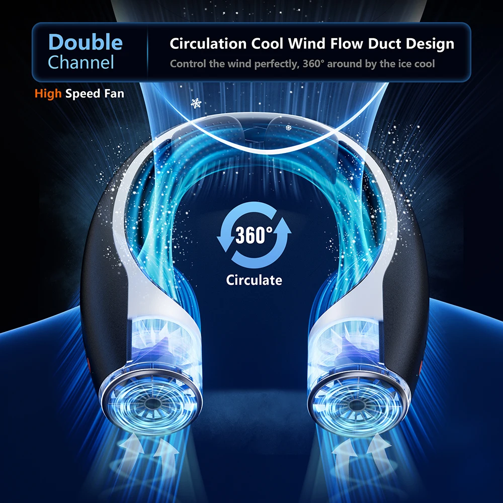 Battery Powered Mini Personal Rechargeable Cooling Hanging Hands Free Sports Wearable Foldable Portable Neck Fan
