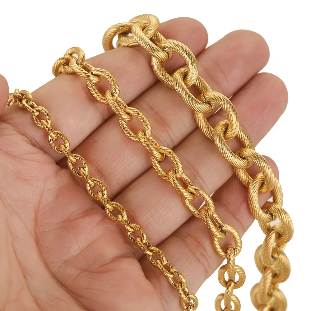 1 Meter Stainless Steel Large Heavy Cross Oval Twist O Textured Chunky Chains for jewelry making Hip Hop Punk Rock DIY Supplies