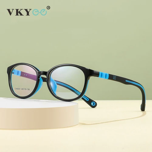 Imagen 2 del producto VICKY, nuevas monturas de gafas ovaladas ultraligeras de silicona para niños, gafas antiluz azul para miopía, gafas graduadas personalizables K66061