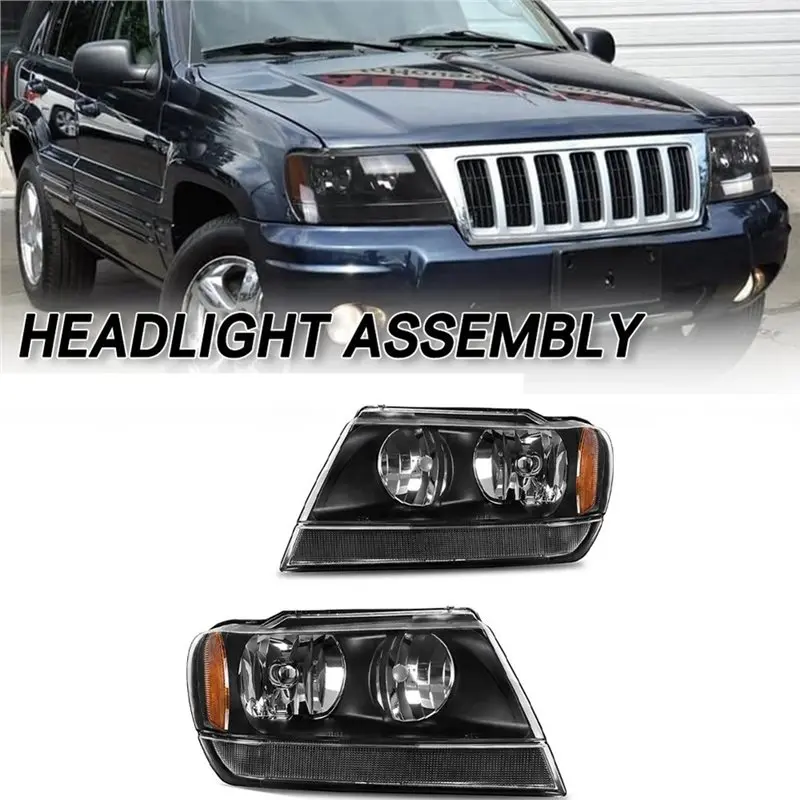 A13Z-Lighting 1Pair Front Bumper Headlight Lamp Semi-Assembly For Jeep Grand Cherokee 1999-2004 Front Headlamp