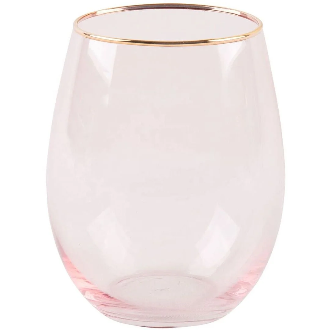 Wholesale Stocked Restaurant Pink Gold Stemless Wine Glasses for Home