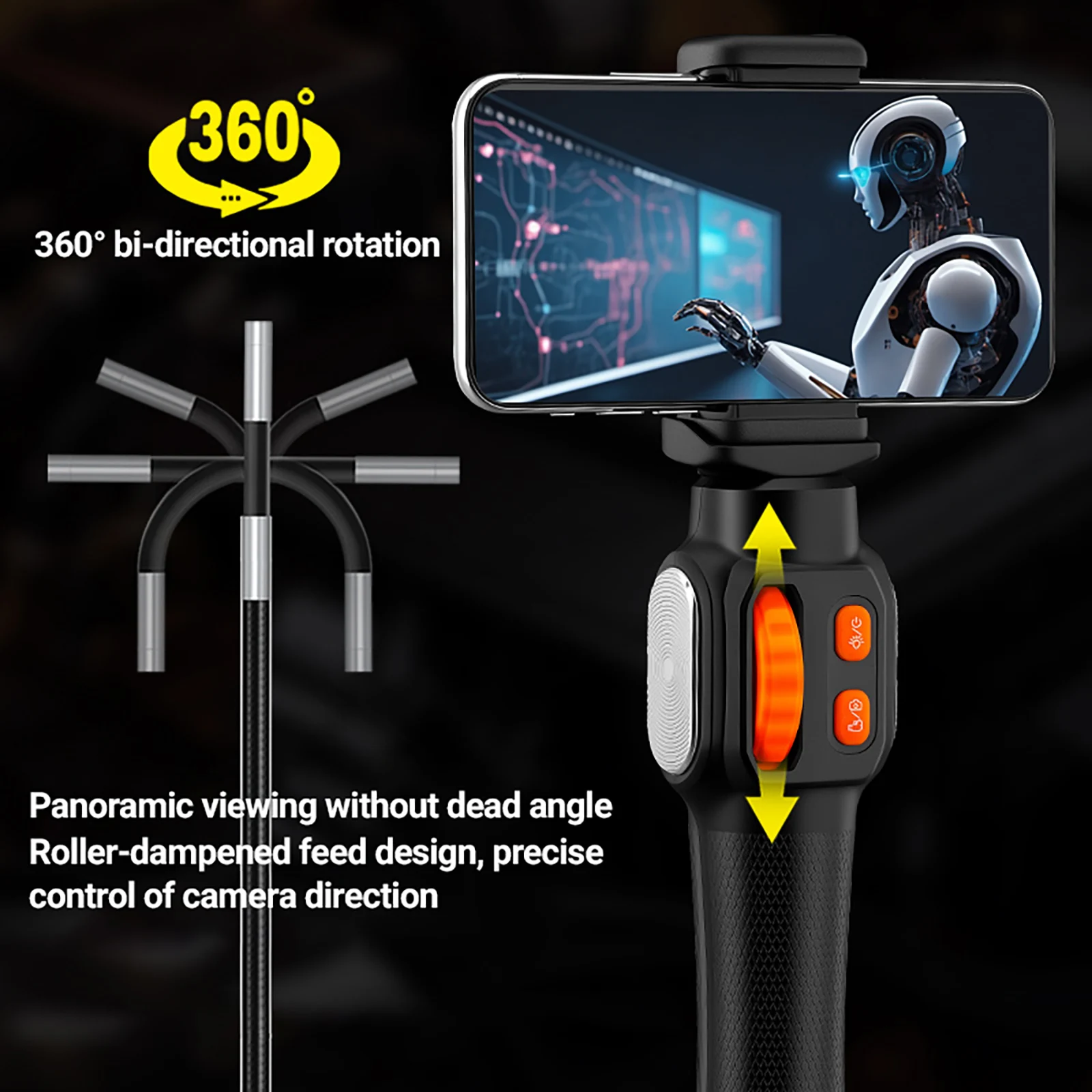 Endoscope Camera with Light 360°Rotation 1080P 6.2MM  HD Articulating Borescope Sewer Camera Tools Bore Scope for IOS Android