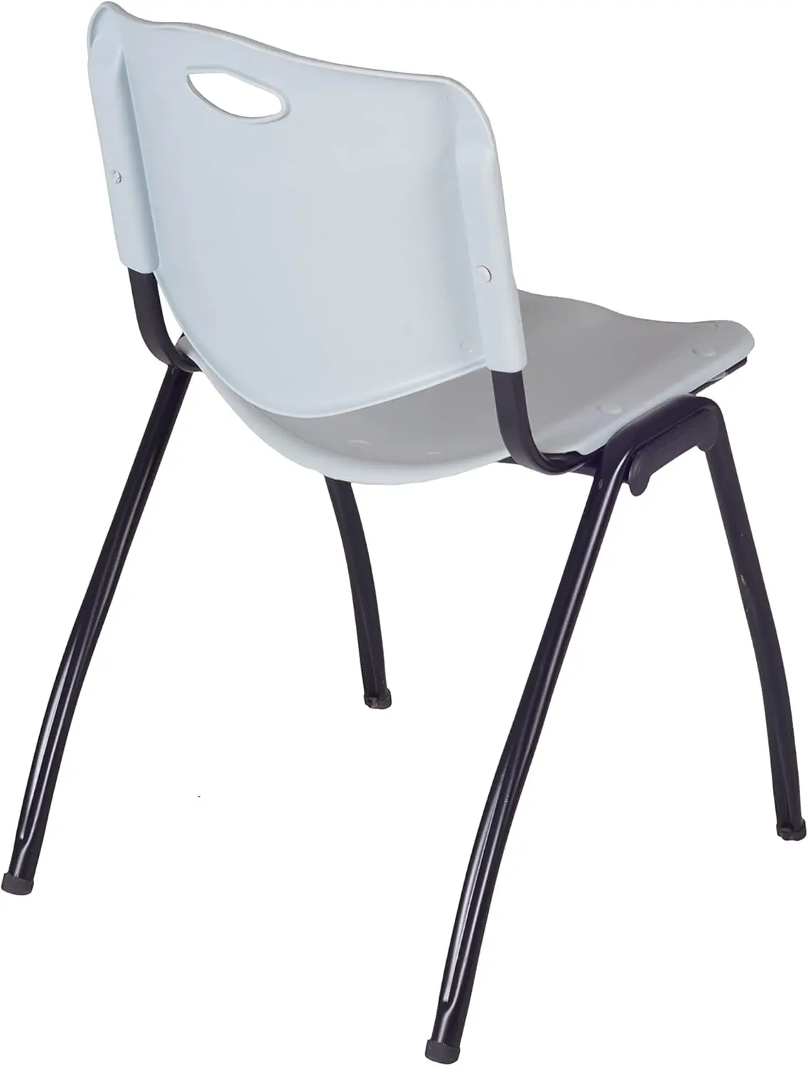 Cain 30"" Square Breakroom Table- Cherry & 4 'M' Stack Chairs- Grey