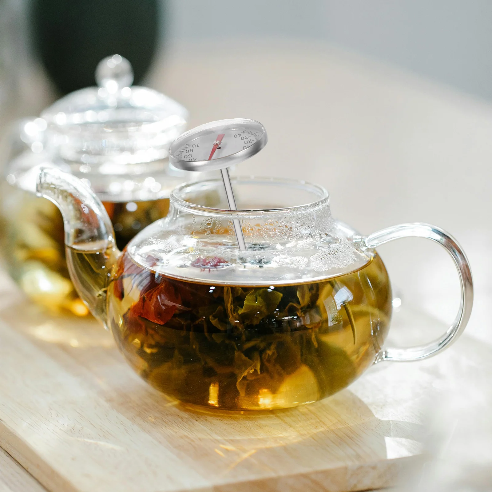 

2pcs Car Interior Decoration Clock Shape Mechanical Thermometer Red Easy Installation No Required Air Conditioning