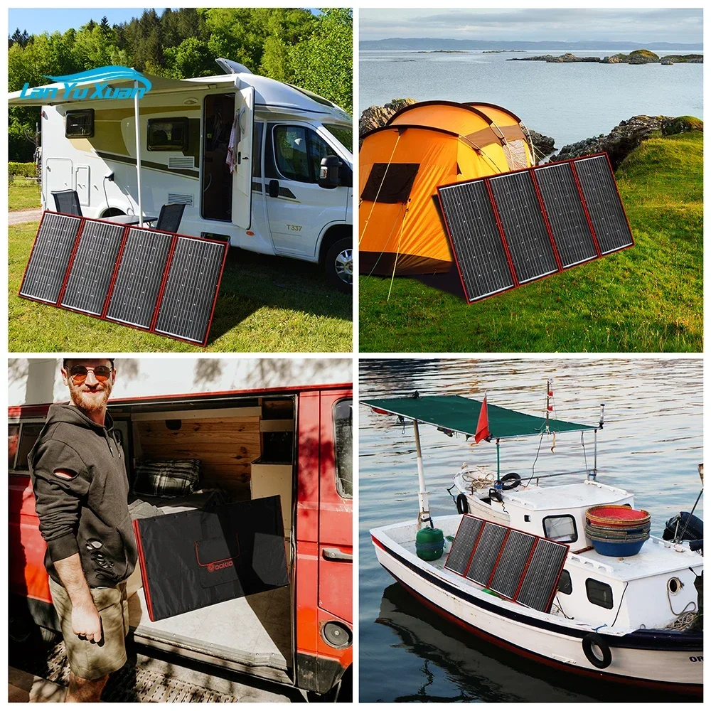 300W 12V/18V Painel solar portátil dobrável flexível monocristalino de alta eficiência para Powerbank/caravana de acampamento/barco/carro