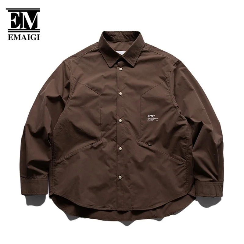 Men Women Loose Casual Oversize Long Sleeve Vintage Cargo Shirts Cityboy Outdoor Streetwear Fashion Shirts Blouses for Men