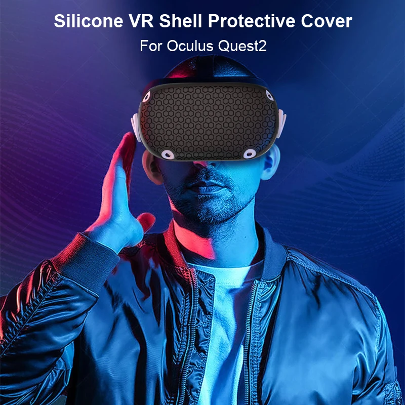 

Silicone VR Shell Protective Cover Compatible with Quest 2, Headset Protector Cover Anti Scratch Anti Dust Anti Shock