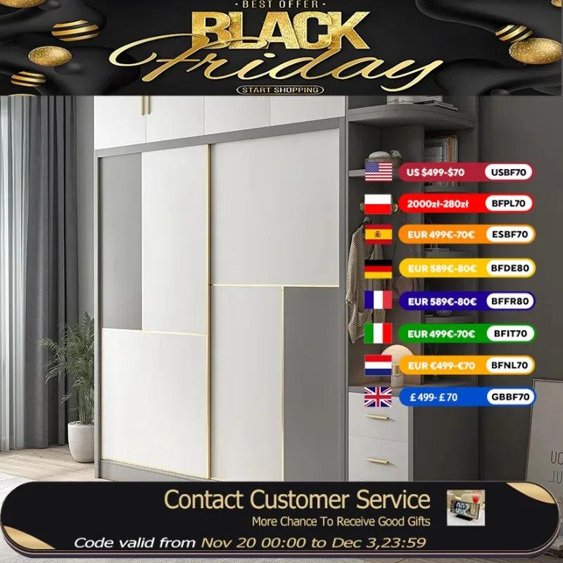 

Luxury Sliding Doors Wardrobes Top Cabinet Large Organizer Storage Closet Wooden Space Saving Roupeiros De Quarto Furniture