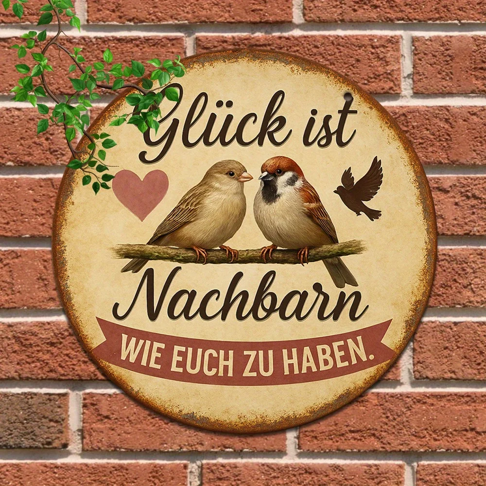2D 1PCS Retro Bird Wooden round Plate Wall Hanging Decor Ecological Nature Art for Living Room Porch Outdoor Furniture Creative