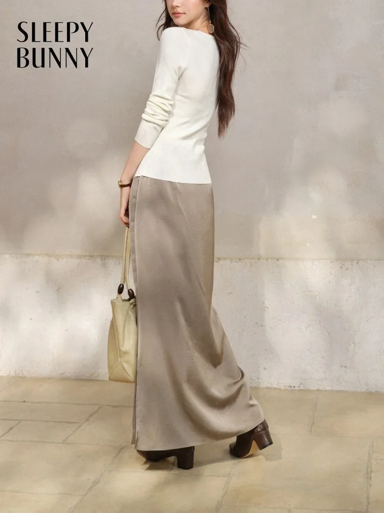 

Элегантная женская юбка макси с высокой талией, облегающая, с разрезом, для офиса, повседневная, драпированная, минималистичная, шикарная, для ежедневного образа