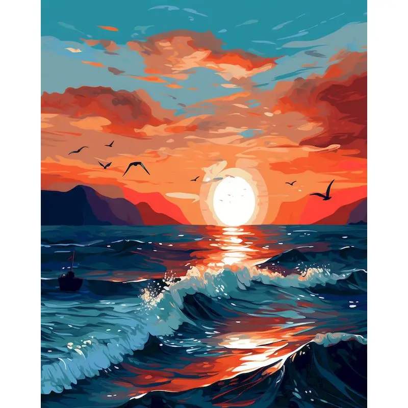 Stad Landschap Schilderen op nummer voor volwassenen DIY Kits Handgeschilderd op canvas met ingelijste oliefoto Tekening Kleuren op nummer
