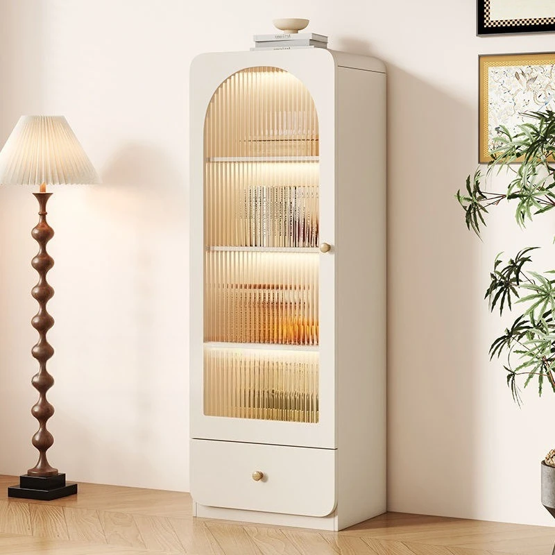 

Cream windshield dining side wine cabinet display storage locker against the wall