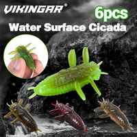 VIKIHNGAR New Floating Cicada Chrysalis Bionic Worm Super Large 4mm/6pcs Fishing Lure Bait Soft Fishing Lure Black Pit Bass Lure