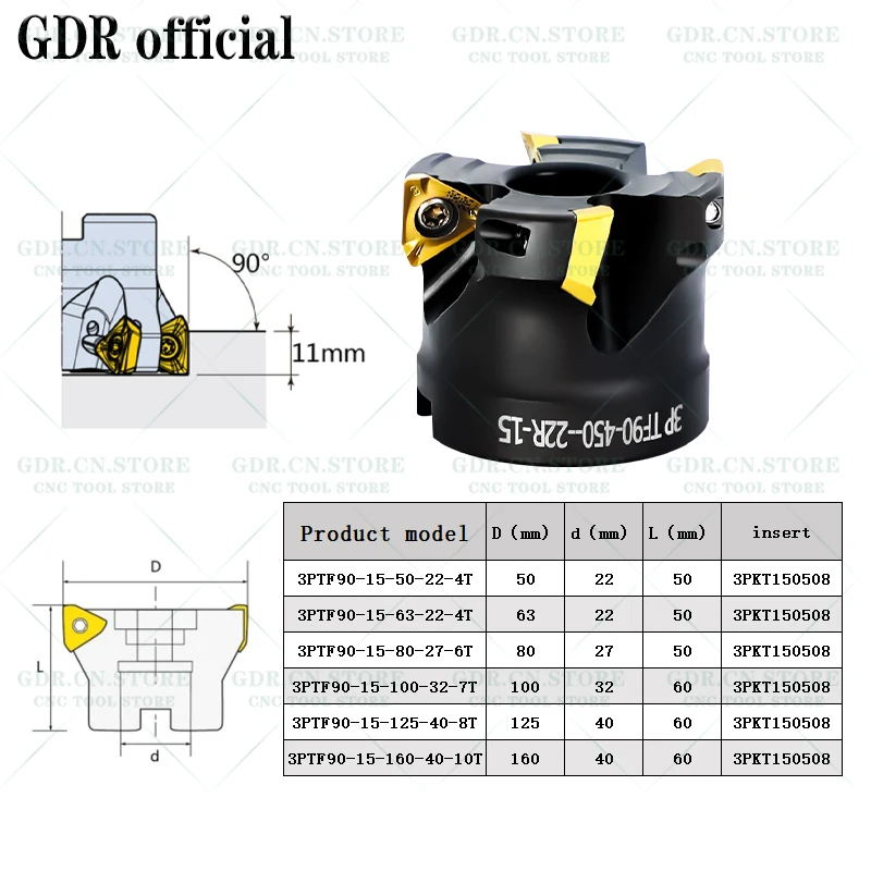 3PKT 3PTE 3PTF90 face milling cutter head 3PKT1004 3PKT1505 Milling Carbide Insert,for FMB22 FMB Tool Holder bracket tool