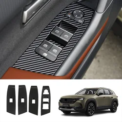 Car Door Window Glass Lift Switch Button Cover Trim Sticker for Mazda CX-50 CX50 Interior Accessories 2023 2024