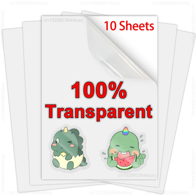 10-arkuszowy papier do naklejek winylowych do druku 100% przezroczysty samoprzylepny papier do kopiowania A4 Etykieta DIY do drukarek atramentowych nie wodoodporna