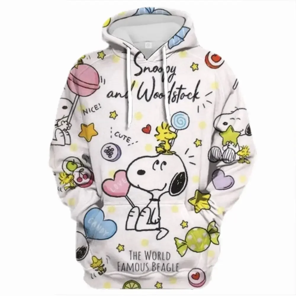 2024 Spring and Autumn Children\'s Adult Parent-Child Sweater 3D Printing Cartoon Animation Snoopy Personality Fashion Streetwear