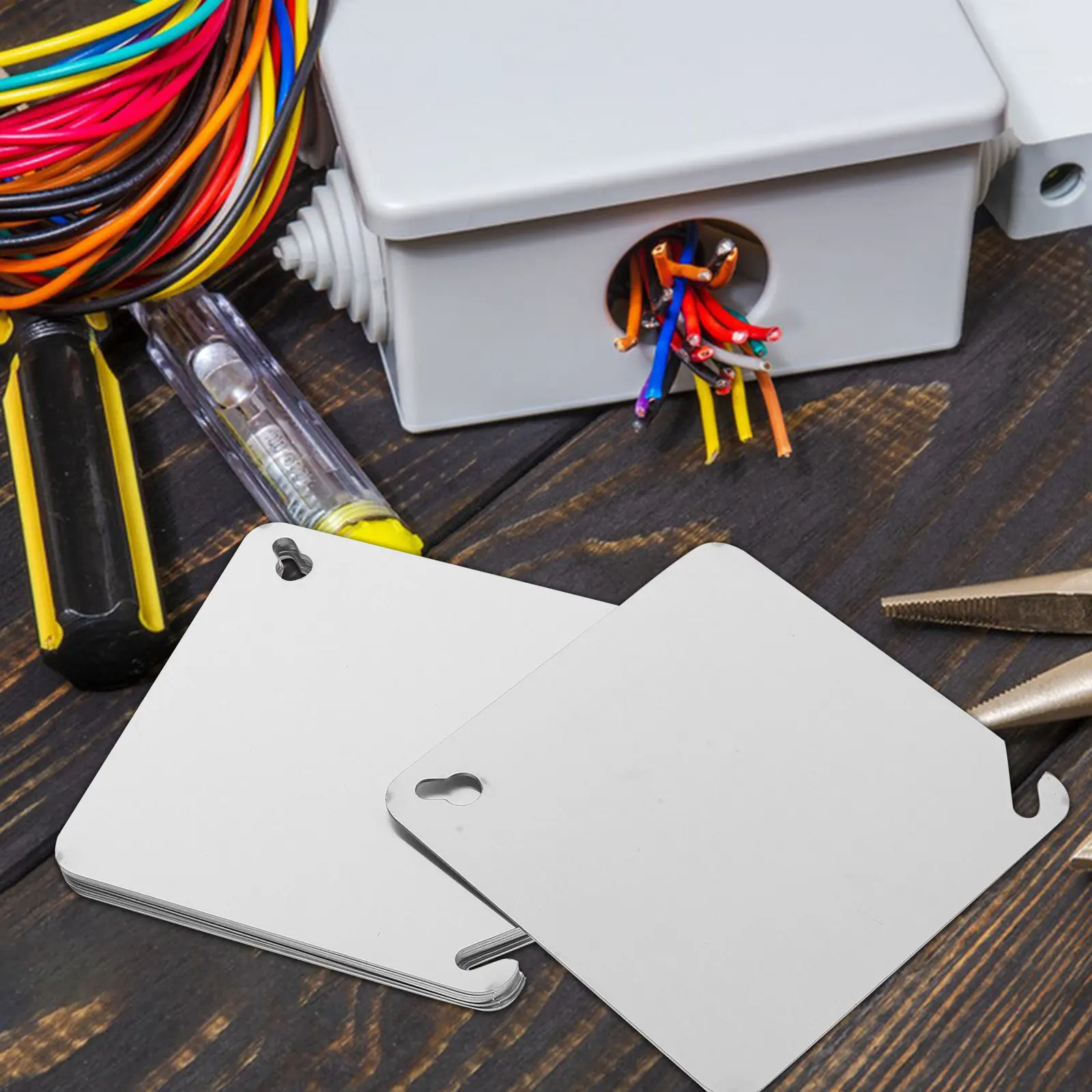 8Pcs Metal Electrical Box Wall Blank Plate Cover Square Outlet Faceplate Easy Installation Junction Panels view 2