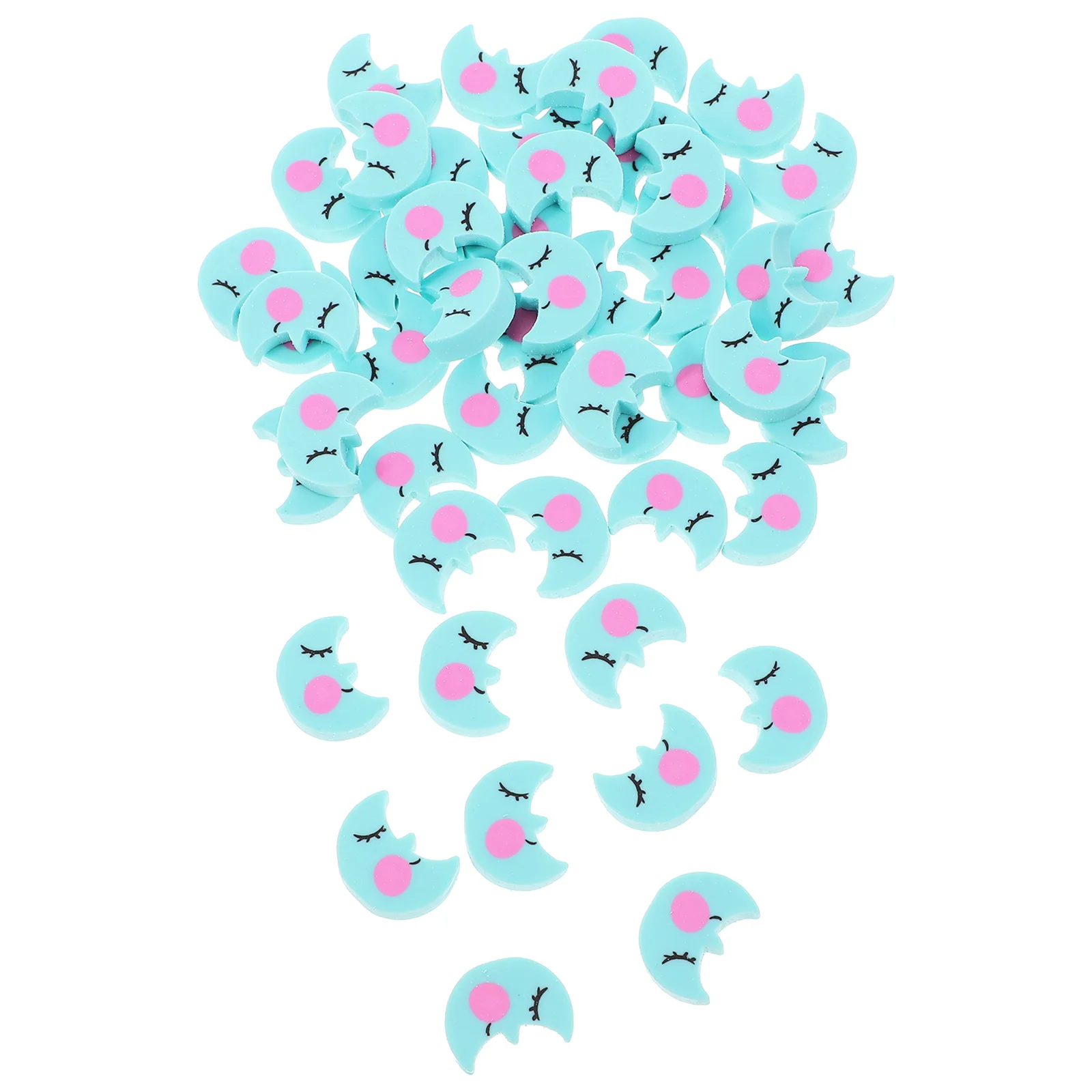 50pcs en forme de lune minuscule mignon Mini pour doux Tpr efficace crayon effacement fournitures d'étude Portable Mini gommes Kawaii école