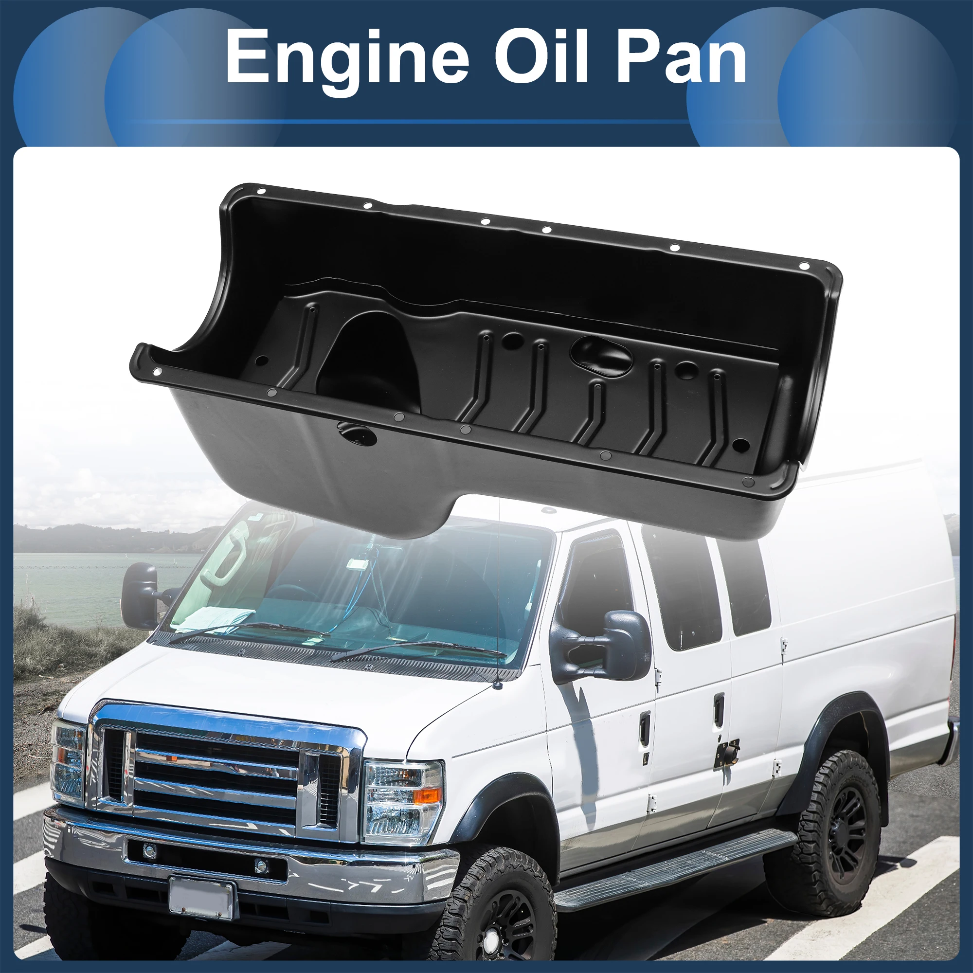 

UXCELL 1 Pc No.1830837C91 Engine Oil Pan for Ford E350 Econoline 1997-1998 Iron Black