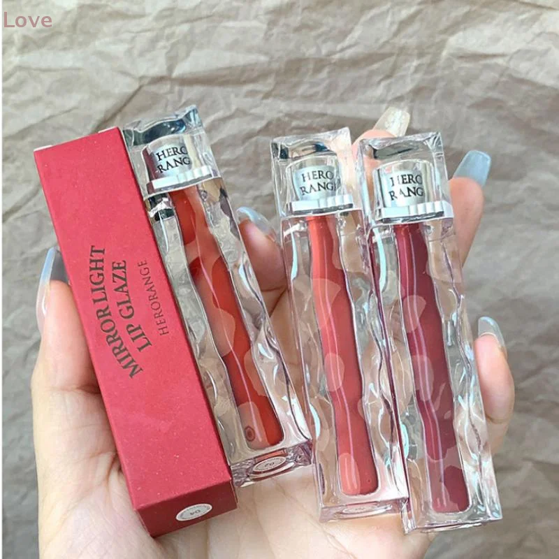 Herorange copo antiaderente à prova d'água, espelho labial, brilho de longa duração, tingimento, batom líquido, maquiagem de beleza, cosméticos