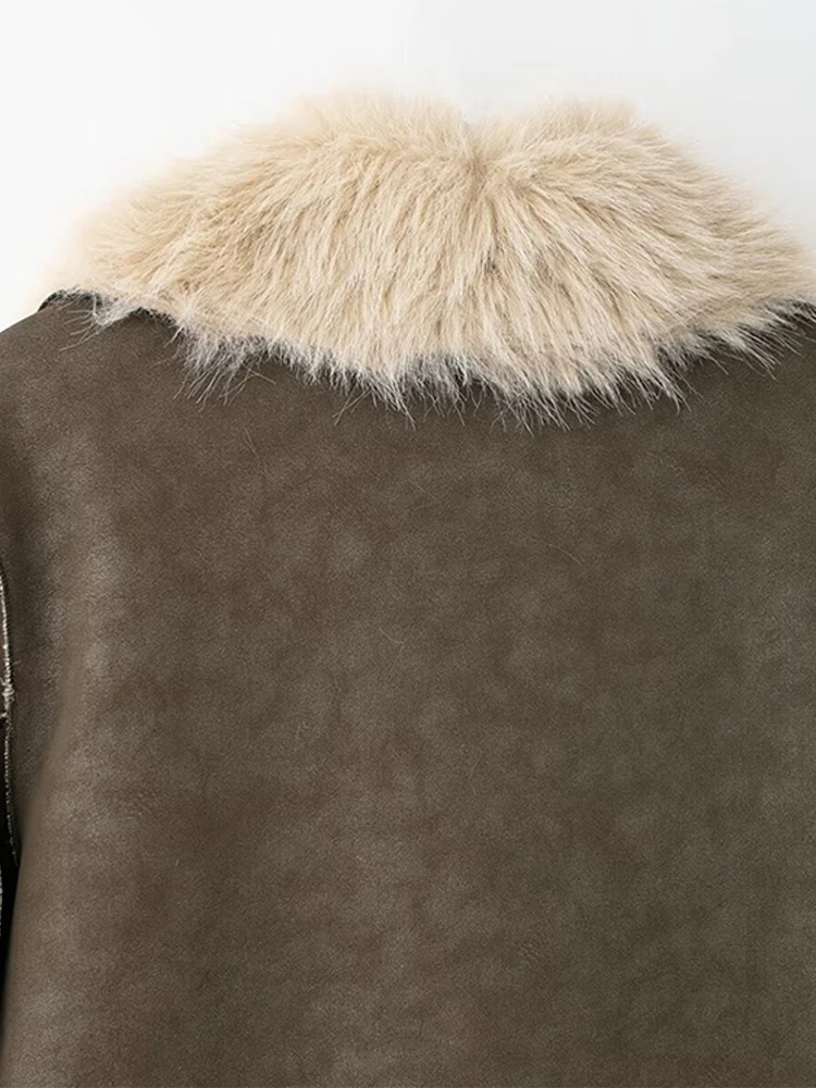 Vrouwelijke Jas Herfst Winter Dames Overjas Elegante Nepbont Vrouwen Lange Jas Mode Dikke Turn-down Kraag Lange Mouw